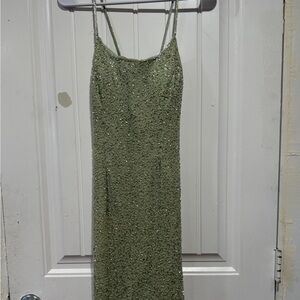 Vintage Sage Green Midi Sequin Dress
